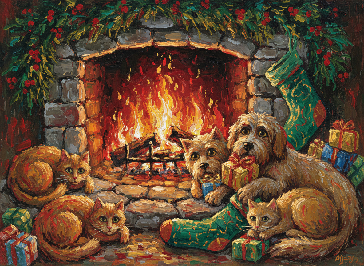 Uinsex sweatshirt / Fire place warmth at Christmas.