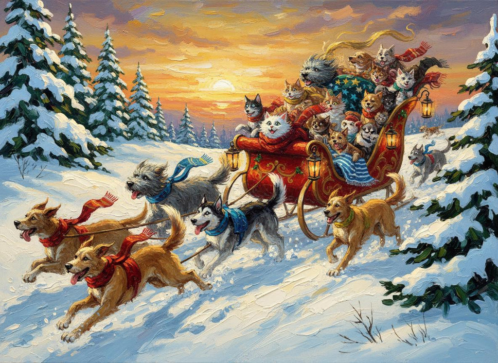 Unisex sweatshirt/Pets on the sleigh ride.